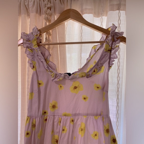 Hatch Lilac Poppy Rafaela Ruffle Sleeveless Midi Maternity Dress 1 US Small - Picture 3 of 6